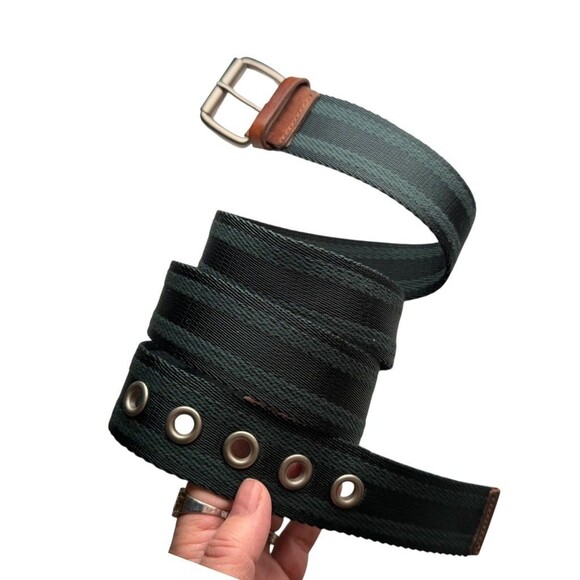 Eddie Bauer Belt Mens 42 Green Fern Nylon Web Grommet Outdoor Made USA New Tags - Picture 1 of 5